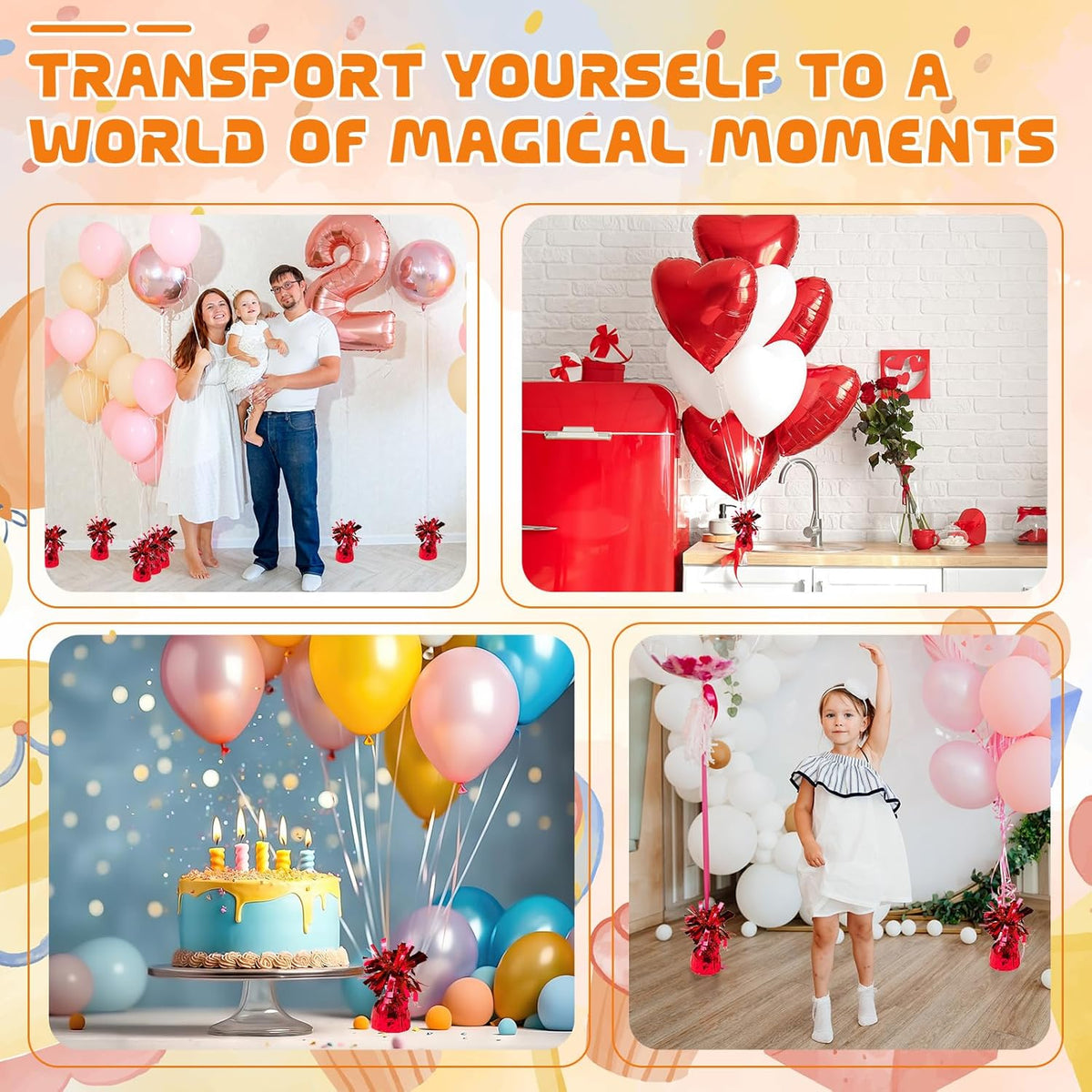 6 Pack Red Balloon Weights Metallic Holder Anchors Balloon Holder Weights for for Birthday 2025