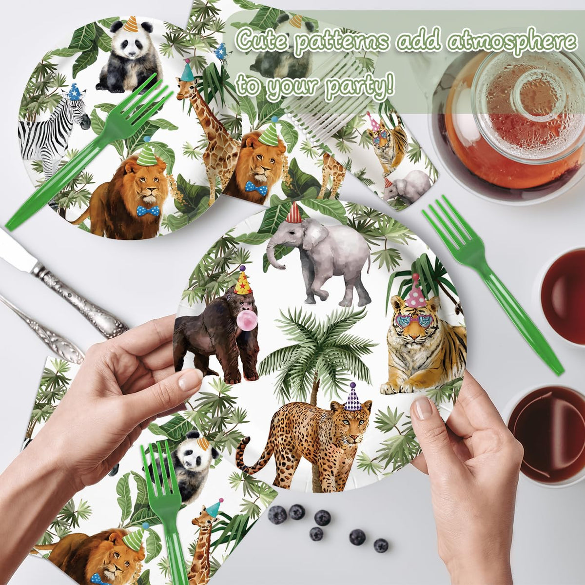 Jungle Theme Safari Birthday Party Decorations, Wild Animal Plates and Napkins for Boy Kids Jungle