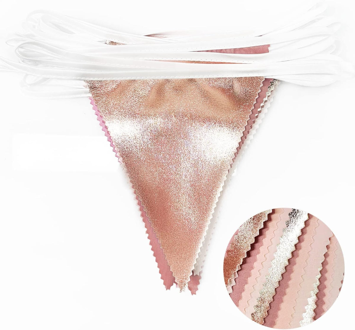 32Ft Rose Gold Party Decorations Dusty Blush Pink Pennant Banner Fabric Triangle Flag Bunting