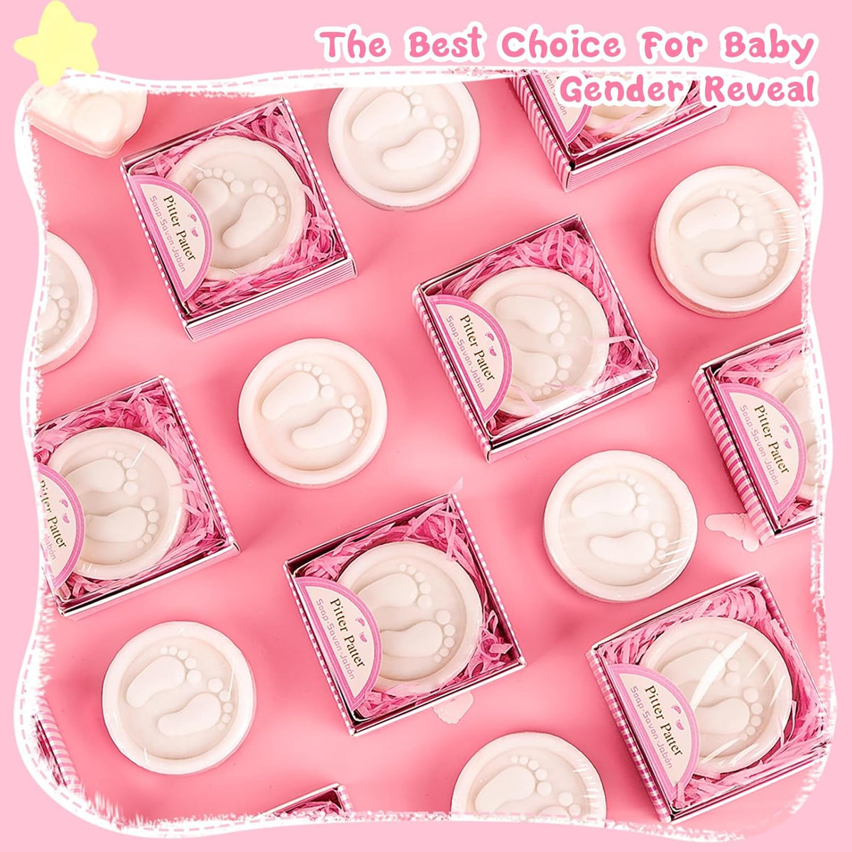 AIXIANG Baby Shower Favors Soaps Handmade Pink Gift Boxed Little Baby-feet Scented Soap Favors for