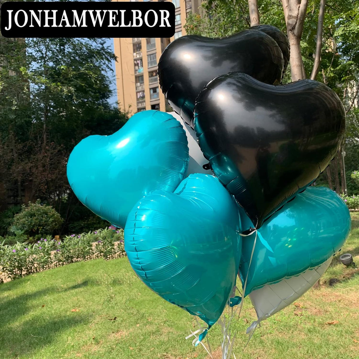 Jonhamwelbor 20Pcs 18 inch Black Foil Mylar Heart Shape Balloons Decorations Valentines Birthday