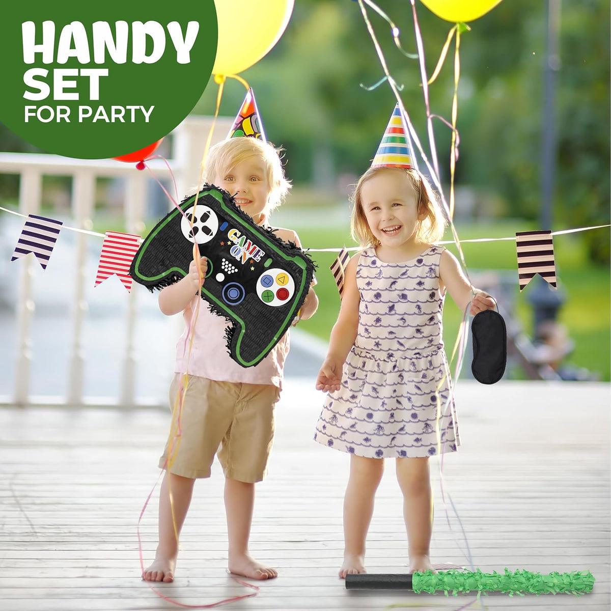 Video Game Controller Pinatas Bundle with a Blindfold and a Bat(16.5 x 12 x 3.5 Inches), Perfect