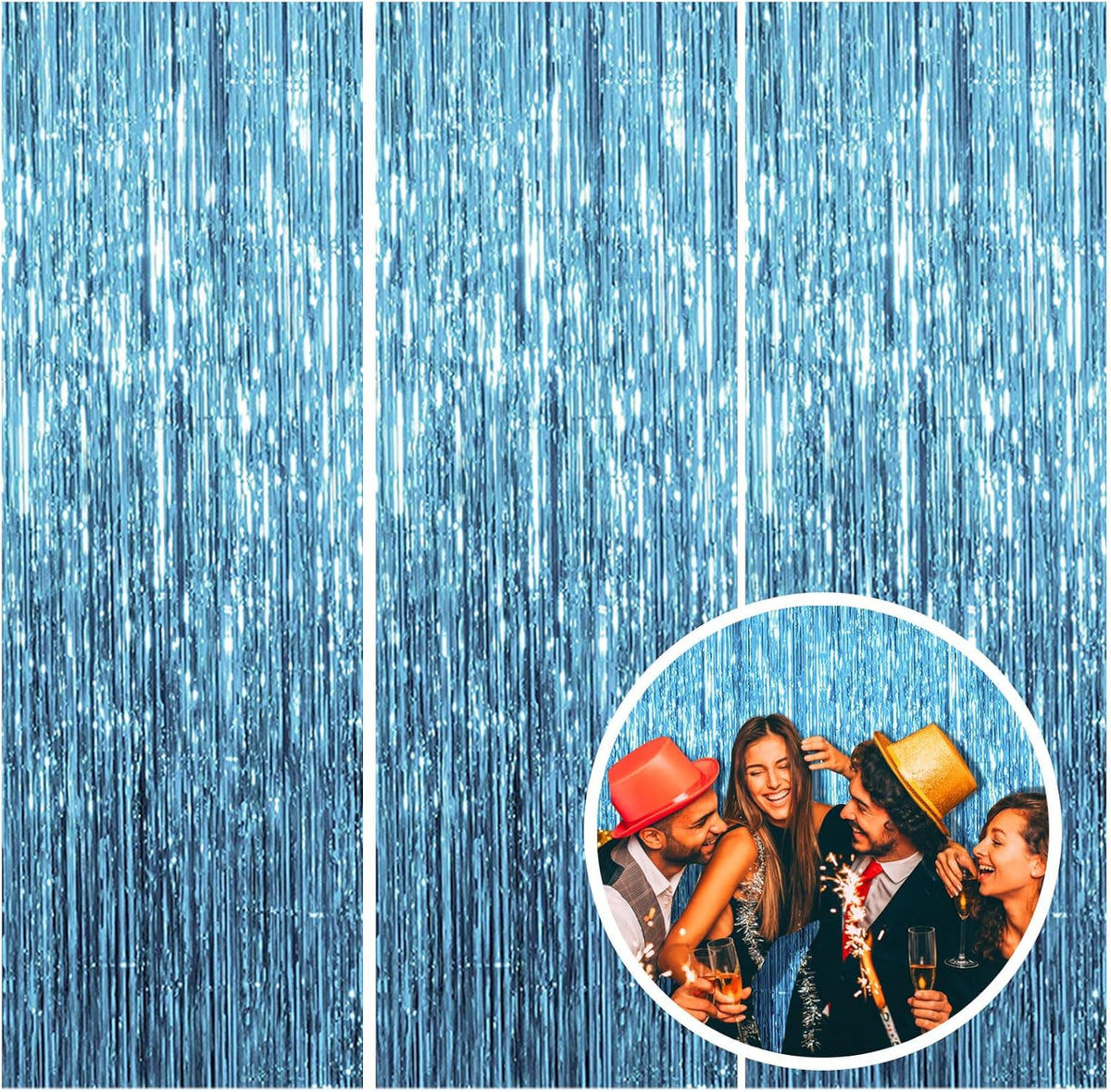 3 Pack Blue Backdrop Party Streamers Ocean Themed Decor Birthday Party Decorations Foil Fringe