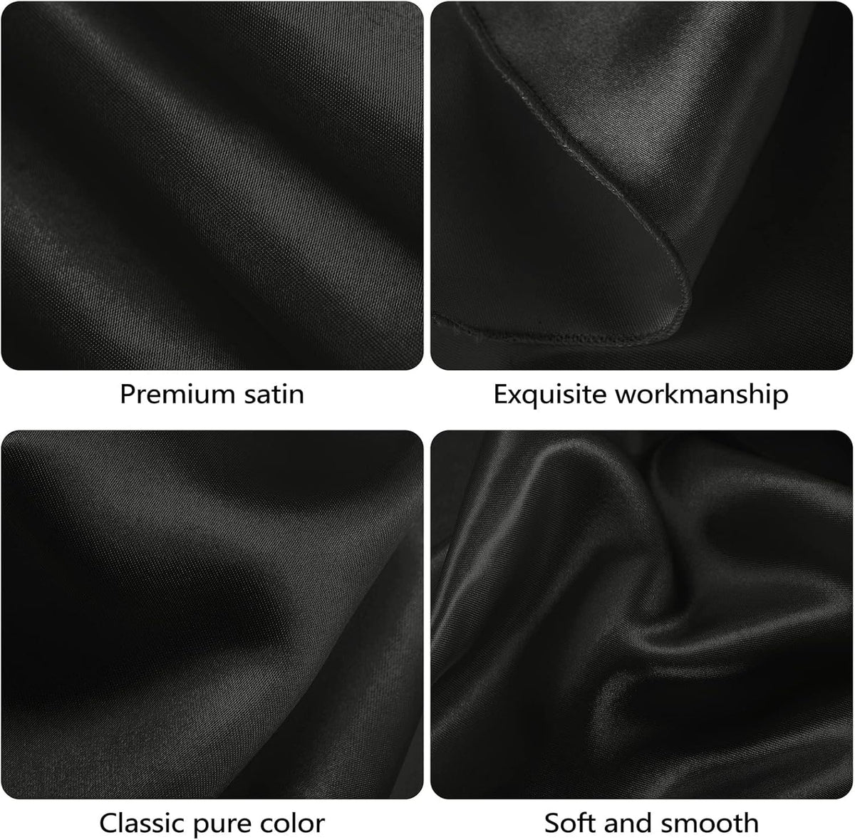 Ruisita 120 Inches Round Satin Tablecloths Black Overlay Round Satin Table Cover Bright Silk