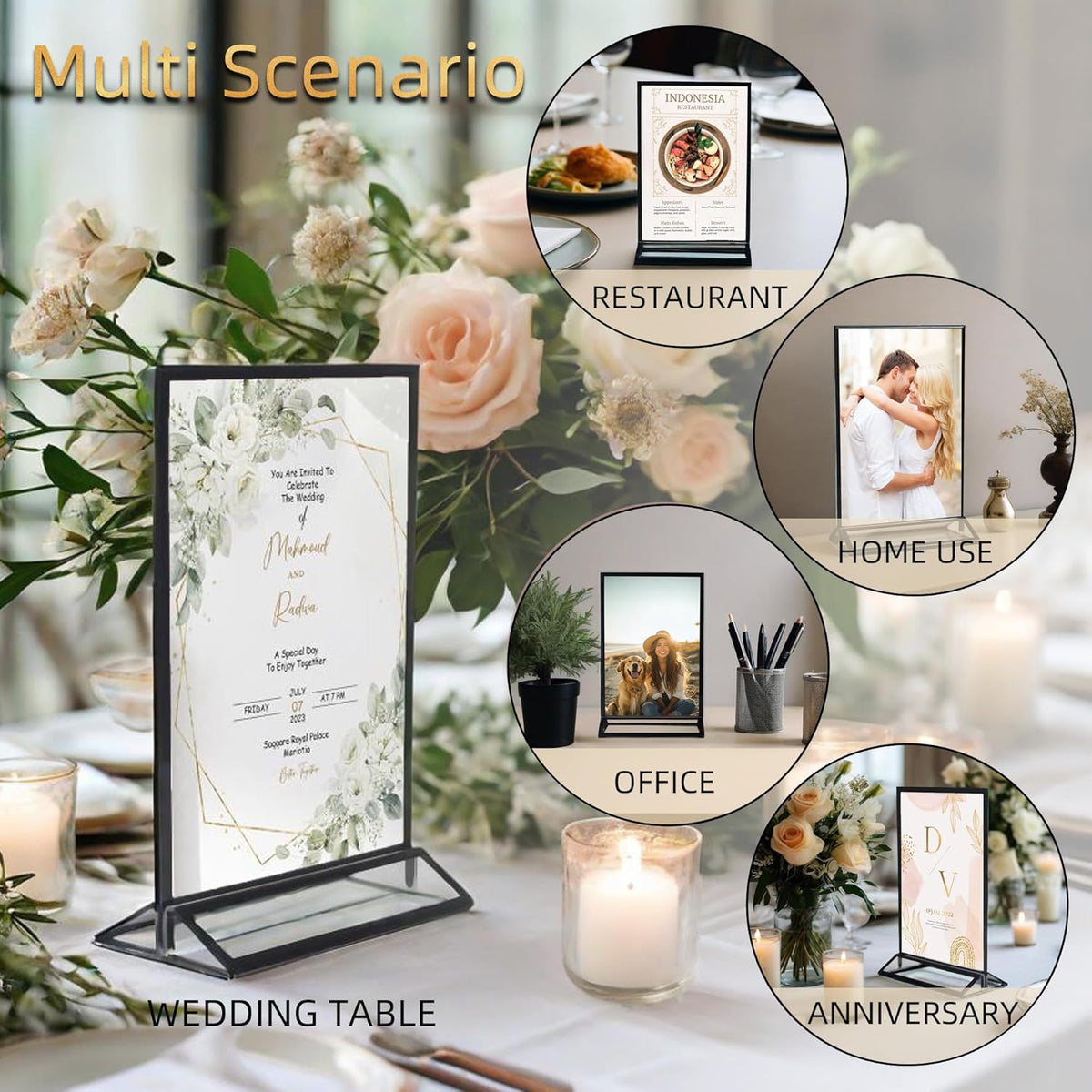 4x6 Picture Frames Acrylic Sign Holder 6 Pack Menu Stands, Double-sided Picture Stands for Wedding