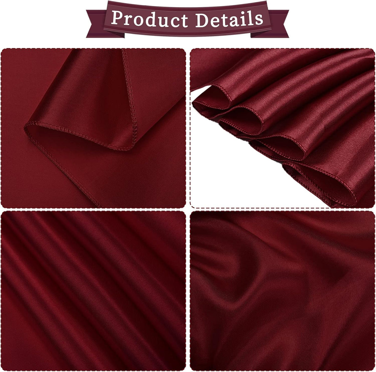 fani 60 PCS Burgundy Satin Chair Sashes Bows Universal Chair Cover for Wedding Reception Restaurant