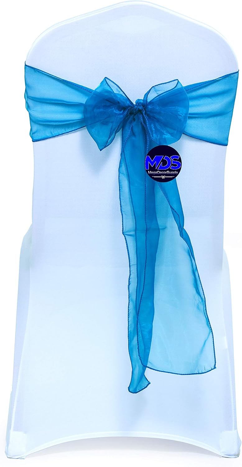 MDS Pack of 150 PCS Organza Chair Sashes Wider Dining Chair Bows Ribbon Tie Back for Wedding Party