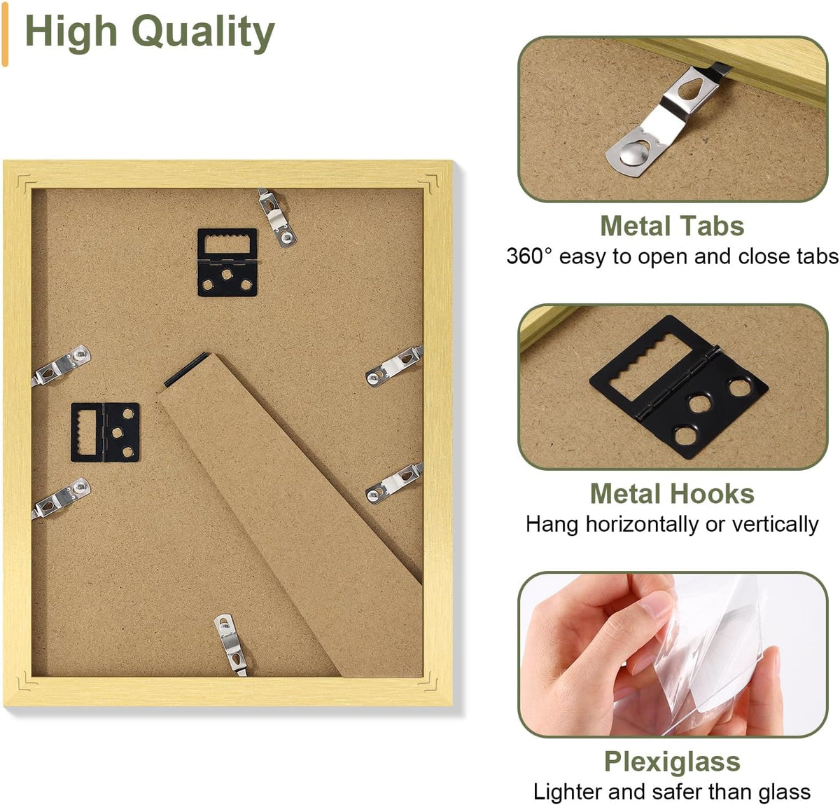 Vittanly 8x10 Collage Picture Frame, Displays 2Pcs 4x6 Pictures with Mat, Photo Frame for Wall