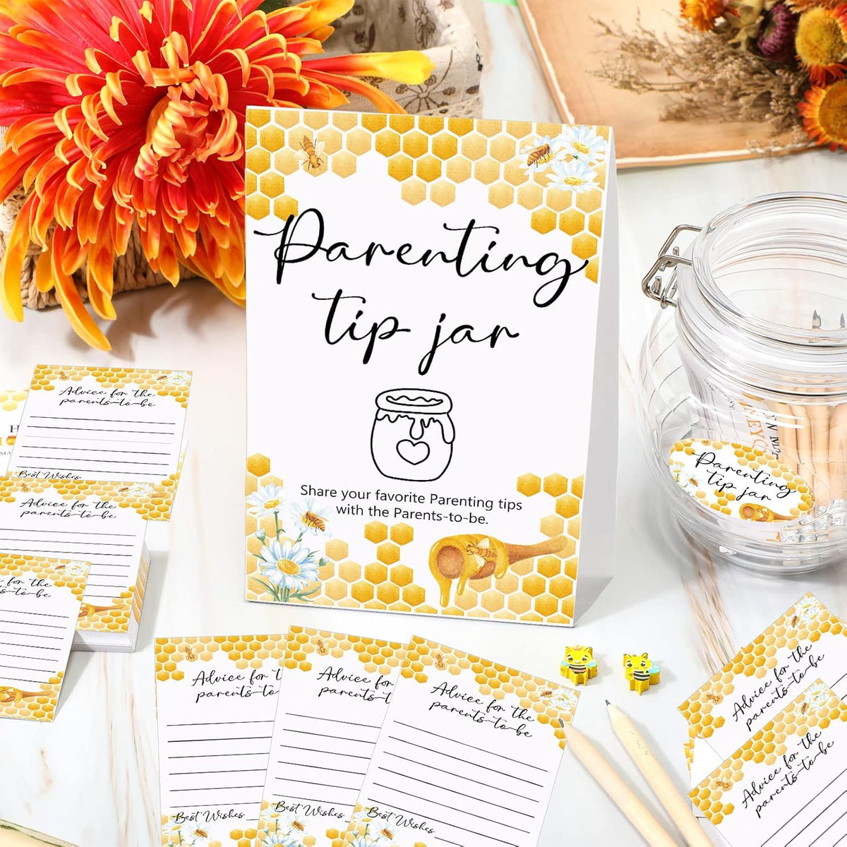 Roowest Baby Shower to Baby Advice Cards for New Parents to Be - Tip Jar Sign for New Parents 60
