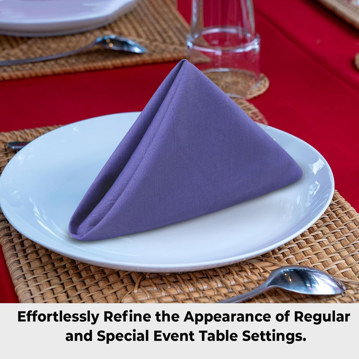 Urban Villa Easter Dinner Napkins Solid Lilac Color Cloth Napkins (Set of 12) Oversized 20x20