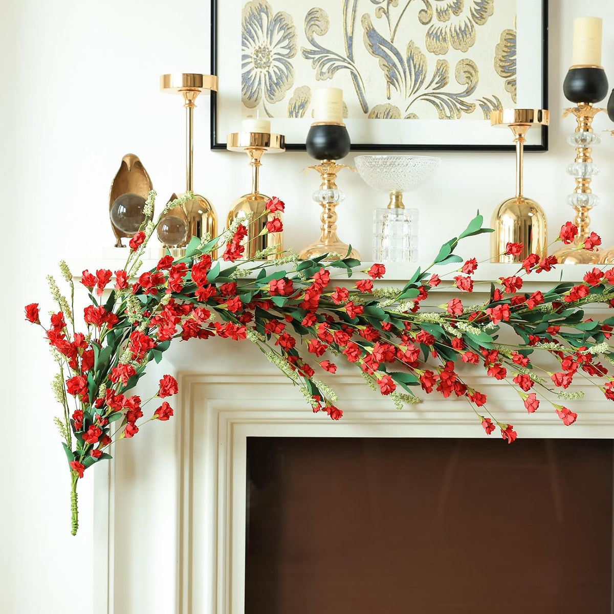 Mizii Burgundy Artificial Flower Garland 6FT Fake Wildflower Floral Garland Hanging Vines Spring