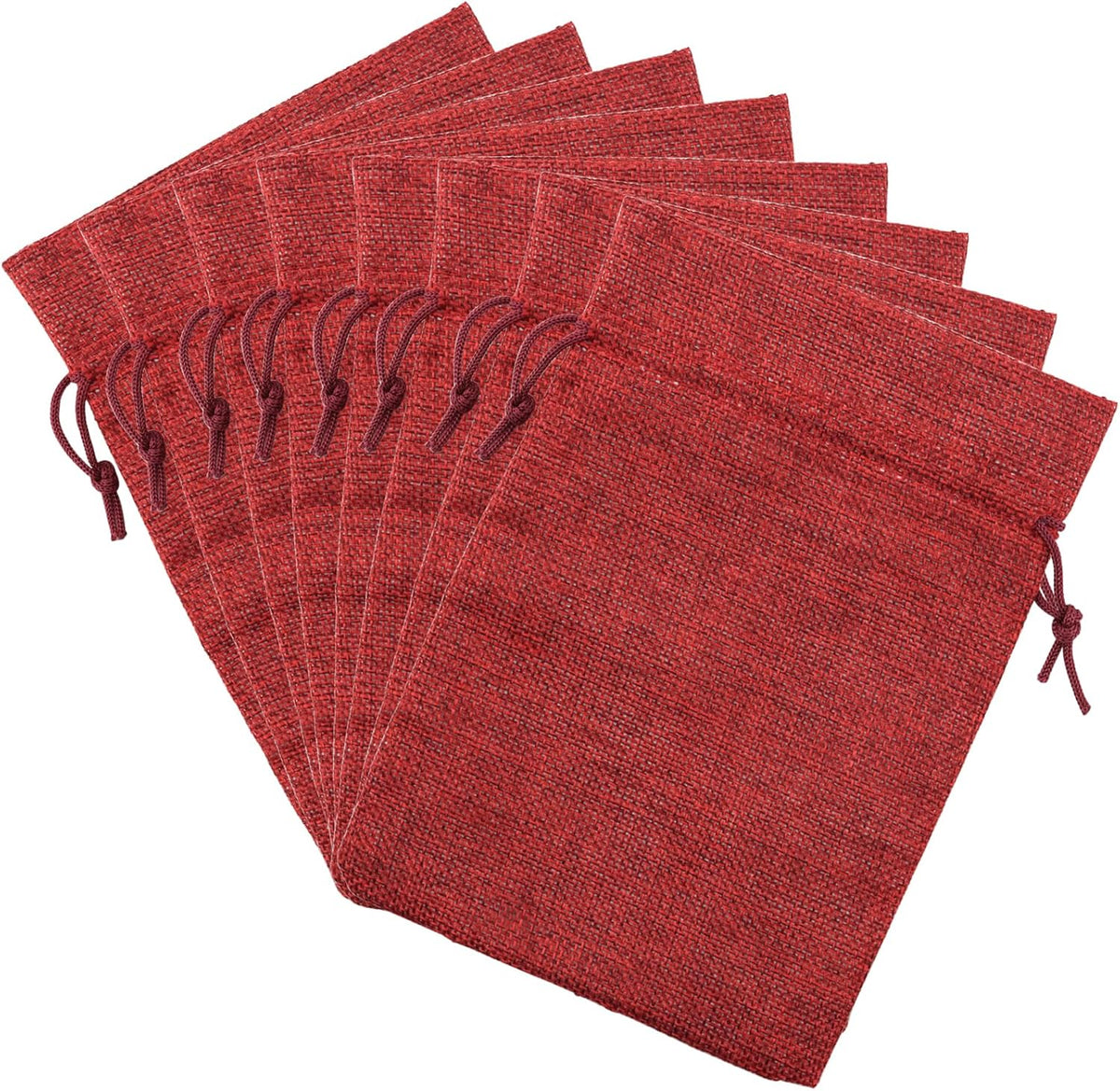 ZOENHOU 50 Packs 5 x 7 Inch Large Burlap Bags with Drawstring, Durable Wine Red Jute Drawstring