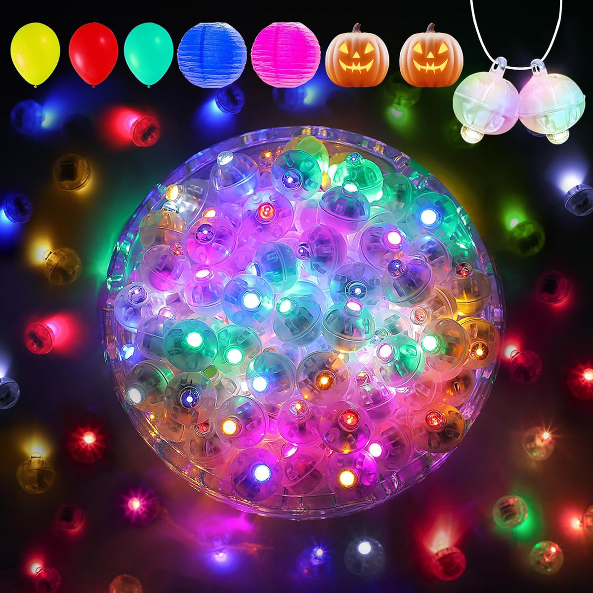 Aogist 100Pcs 10-Colors Balloon Lights with Hook,Long Standby Time,Waterproof Mini Light for