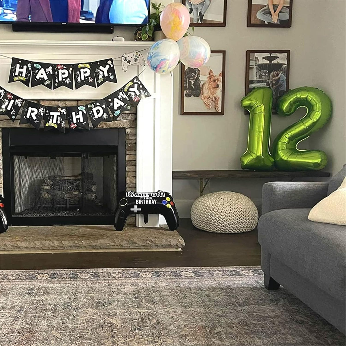 40 Inch Green Number 1 Balloon for 1st Birthday Decoration, Large Self Inflate Foil Number Balloons
