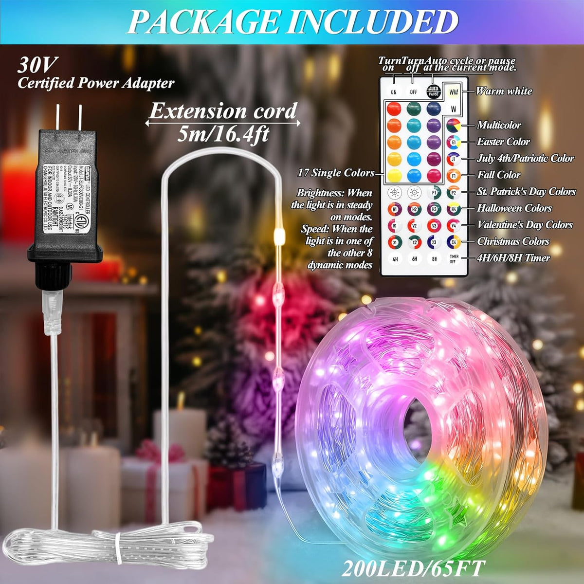 200 LED Christmas Fairy Lights Color Changing, 66 FT 35 Colors Halloween String Lights with Remote