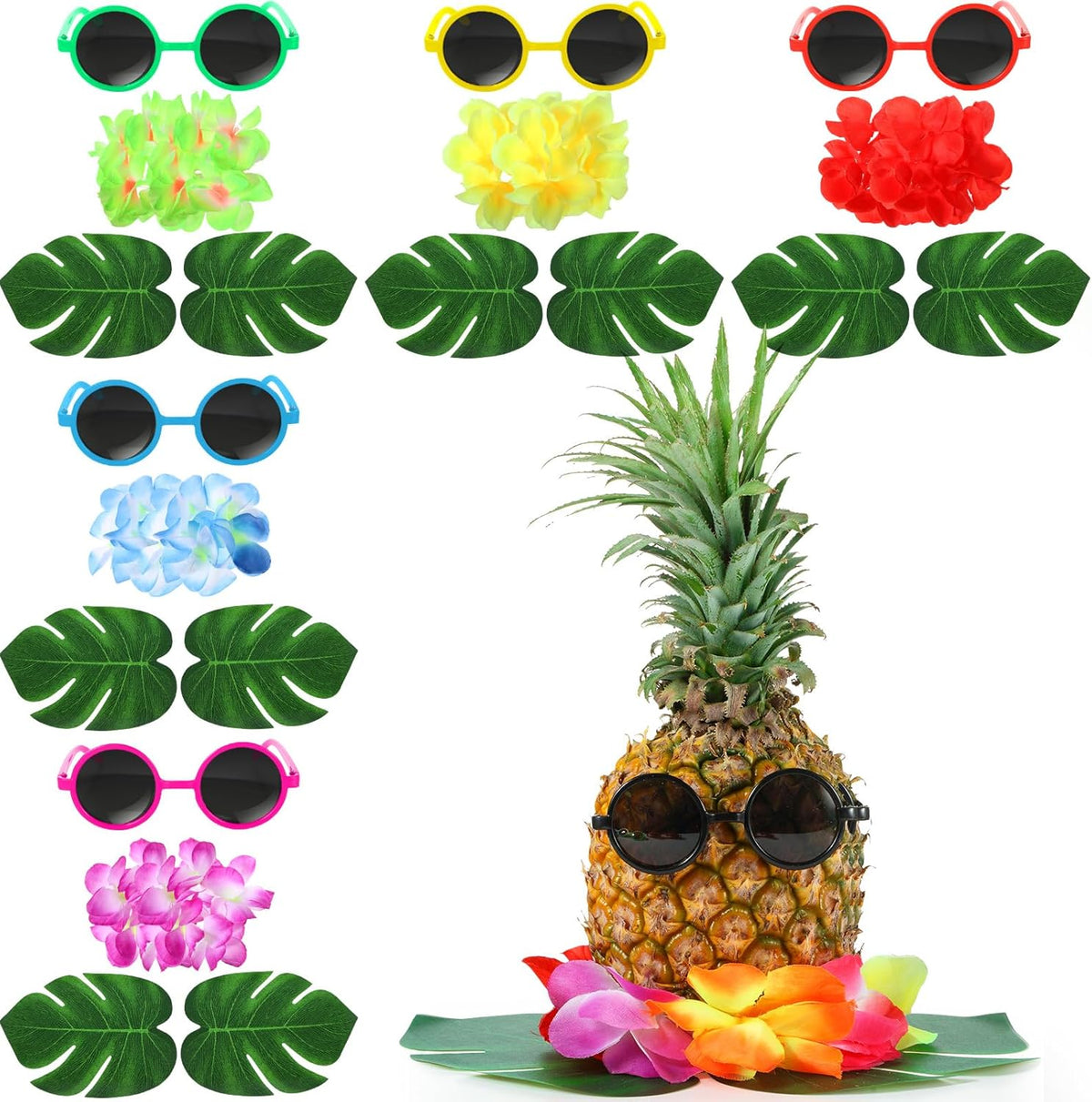 6 Sets Hawaiian Table Centerpieces Pineapple Luau Party Table Decorations Tropical Decor for Beach