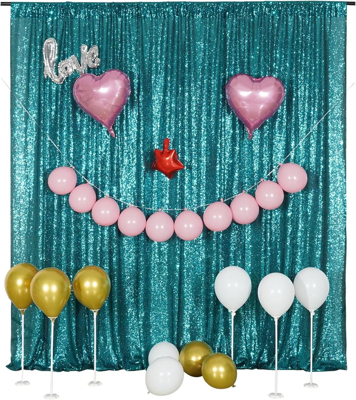 Poise3EHome Teal Sequin Backdrop,8FT x 10FT Sequin Photography Backdrop Curtain for Party Decoration