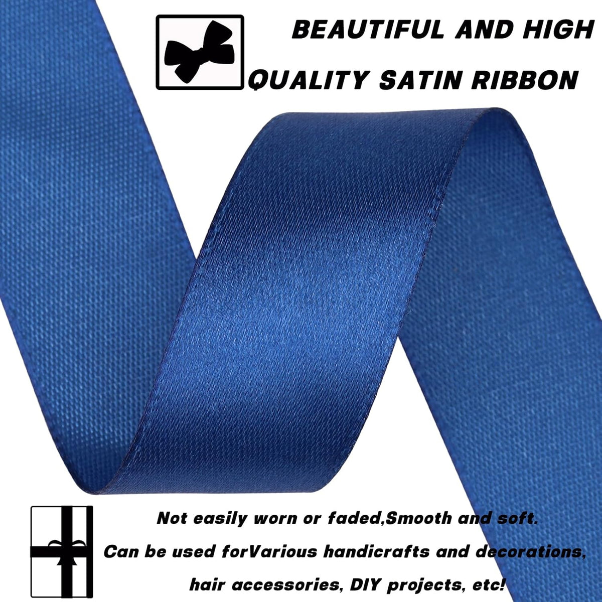 Deep Blue Ribbon 7/8 Inch 30 Yards Satin Craft Ribbon-Single Face Polyester Ribbon for Handmade