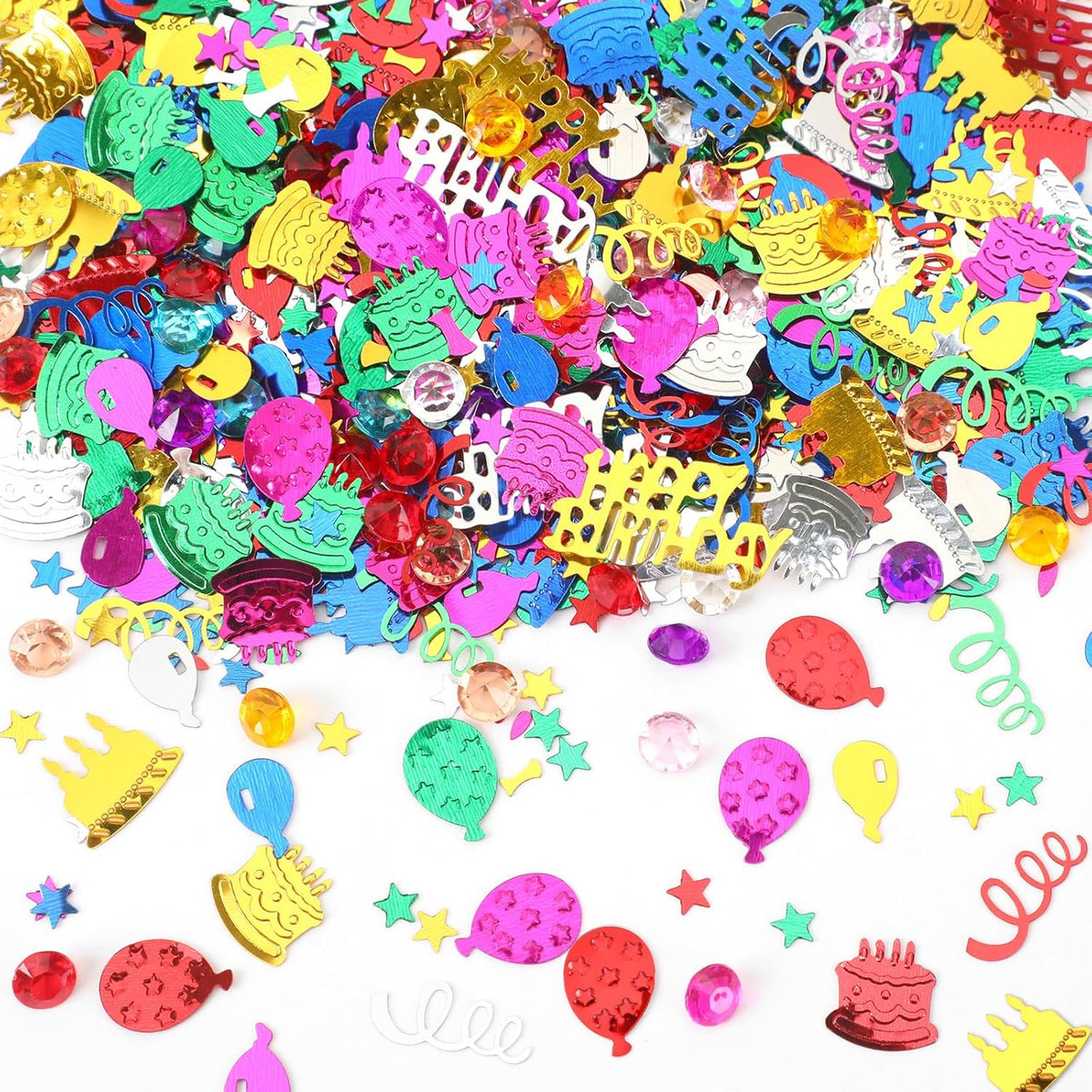 MARFOREVER Happy Birthday Glitter Confetti, Birthday Party Metallic Foil Table Confetti Multicolor