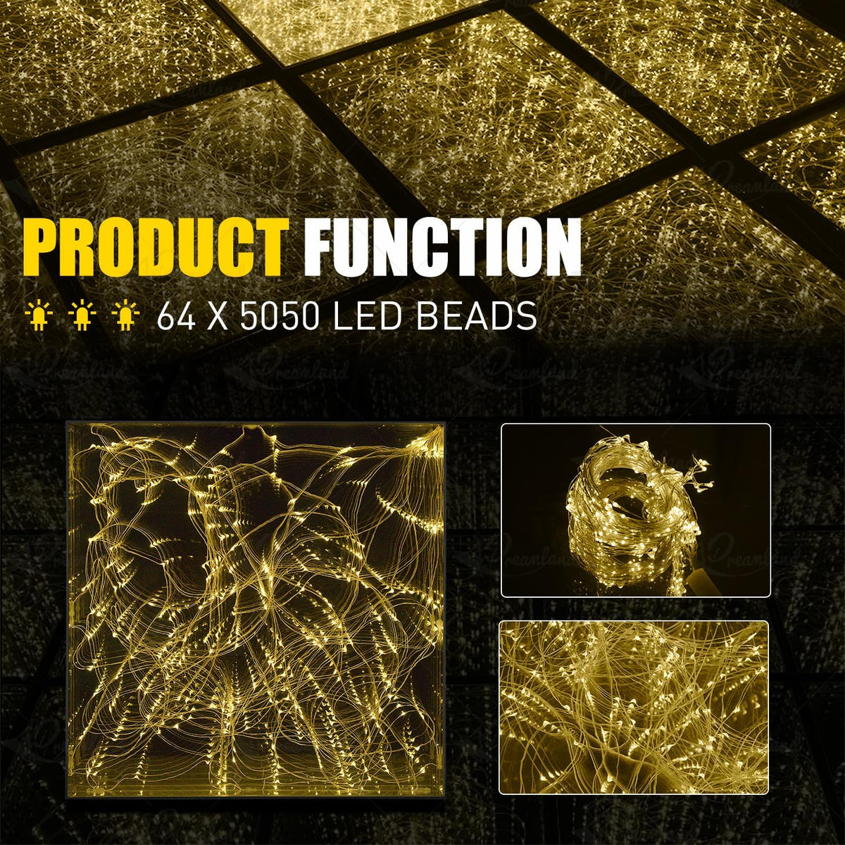 3D Mirror Gold Led Dance Floor Nightclub Decoration with Flight Case Wedding Party Dancing Floor