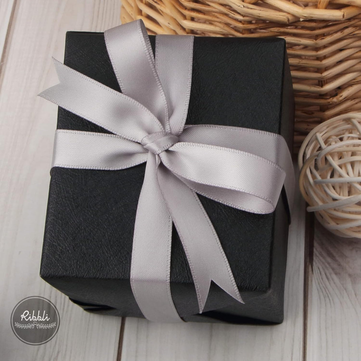 Ribbli Silver Double Faced Satin Ribbon,1/2” x Continuous 25 Yards,Use for Craft Bows Bouquet, Gift