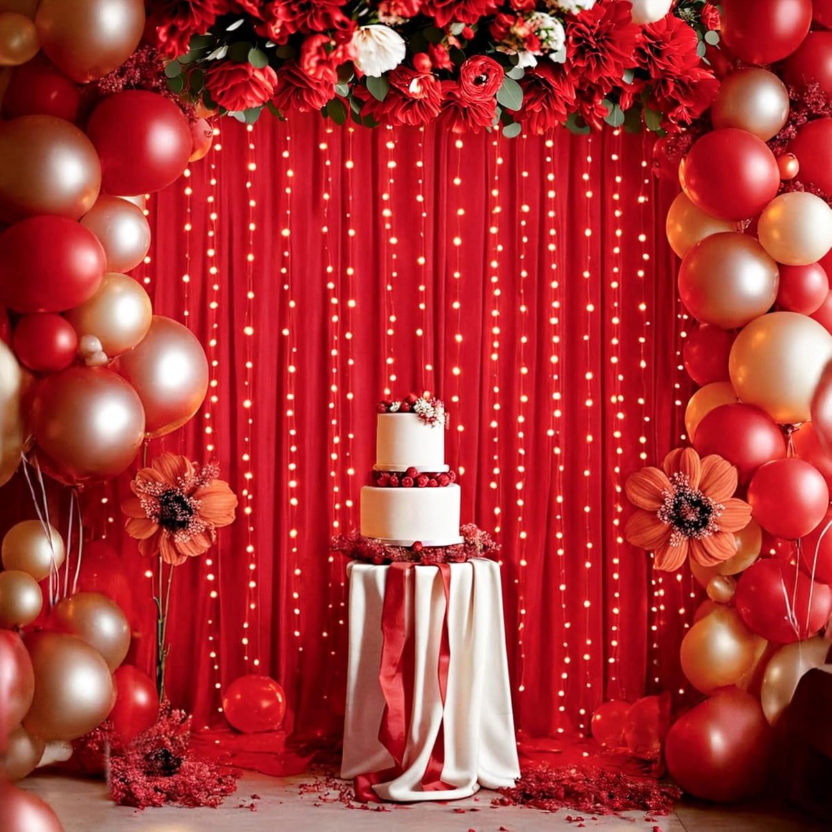 10 ft x 20 ft Wrinkle Free Red Backdrop Curtain for Parties, Polyester Photography Backdrop Drapes