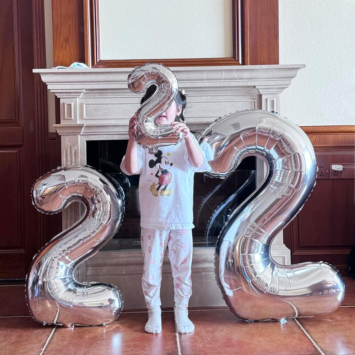 GOER Silver Number 2 Foil Balloons,Huge Number Balloons for 2nd 22nd Birthday Party Supplies