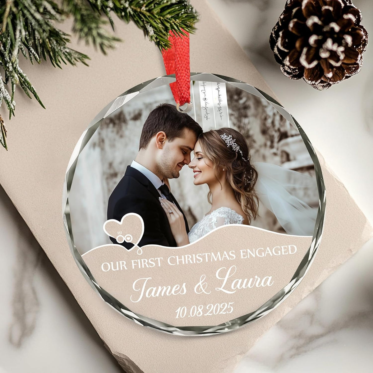 Personalized Our First Christmas Engaged Ornaments - Wedding Christmas Ornament For Newlywed