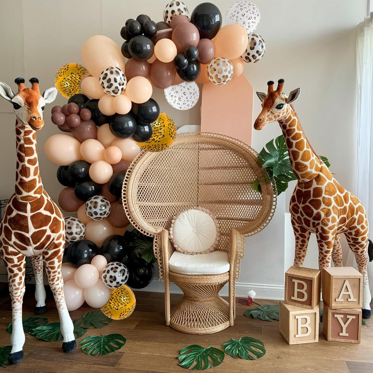 Cheetah Print Balloons, 52 PCS Black Brown Balloons, Black Brown White Cheetah Theme Balloons