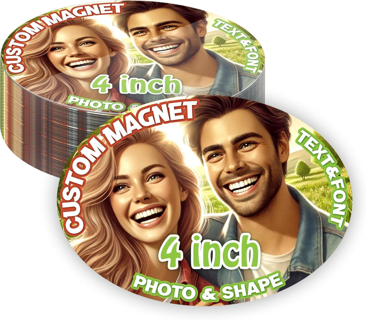KETABAO – 4" Oval Custom Photo Magnets - Upload Your Image for Personalized Magnets - Choose Your