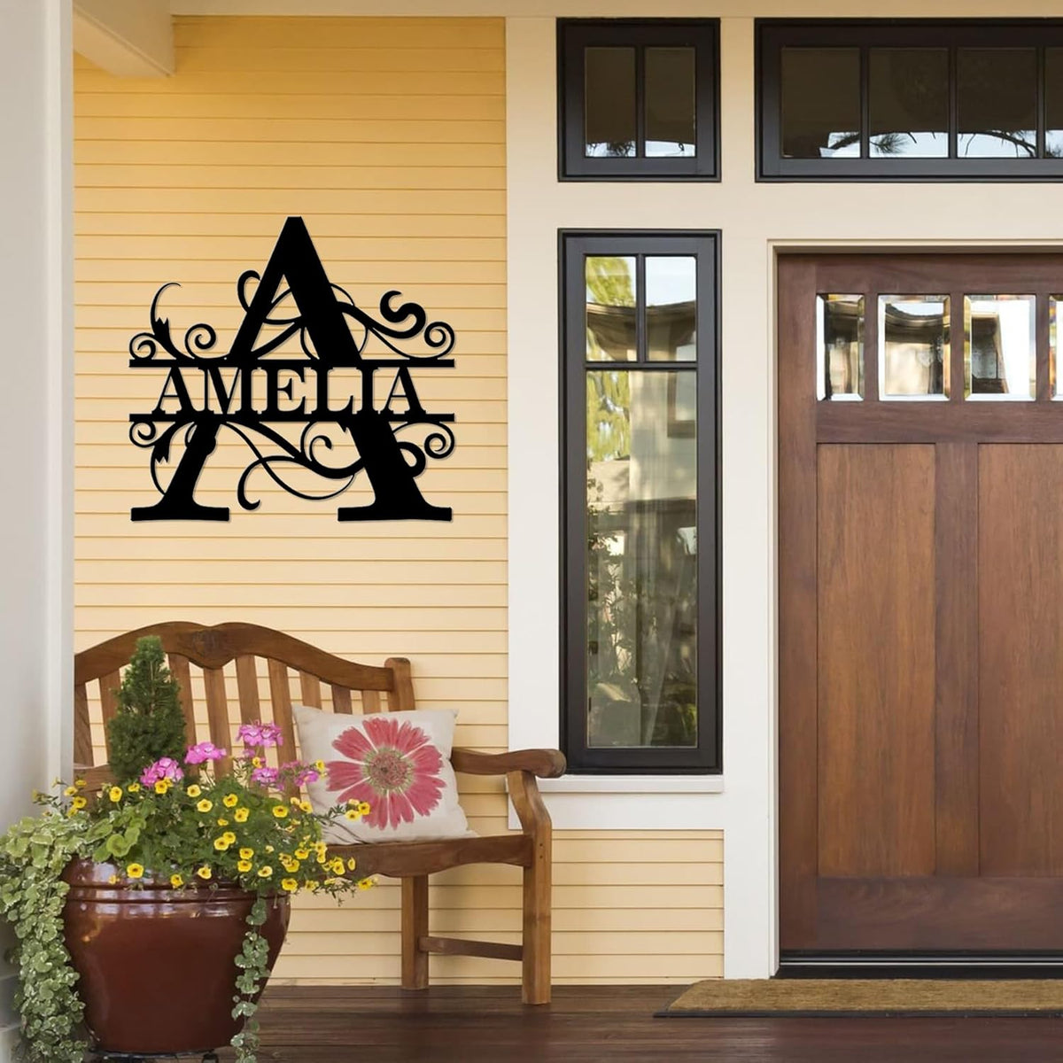 Custom Signs Outdoor Metal, Personalized Family Last Name Sign, Letter Monogram Metal Signs Wall