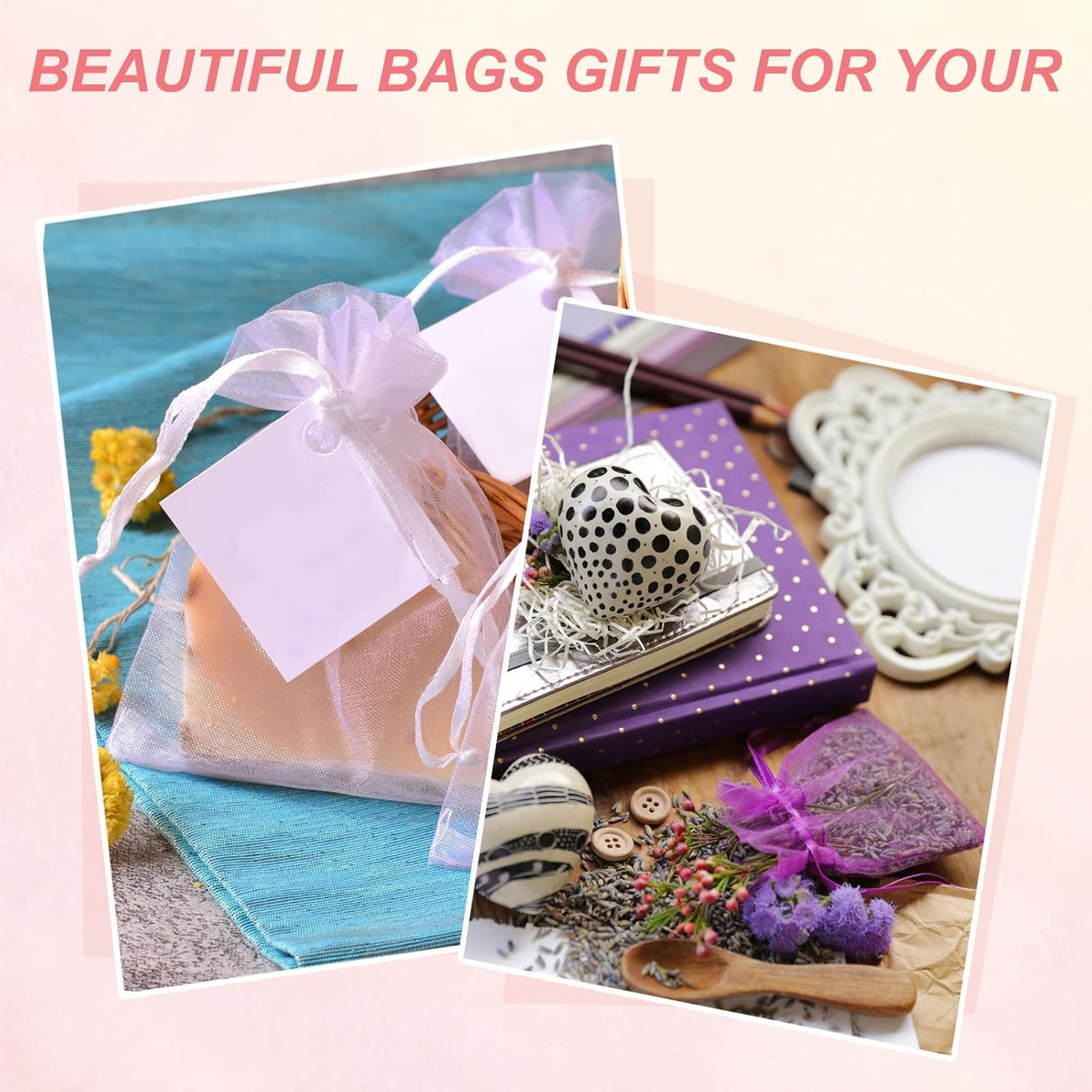 uxcell 50 Pcs Organza Gift Bags, 2.7x3.5 Inch Drawstring Pouches Jewelry Gift Bags, Small Wedding