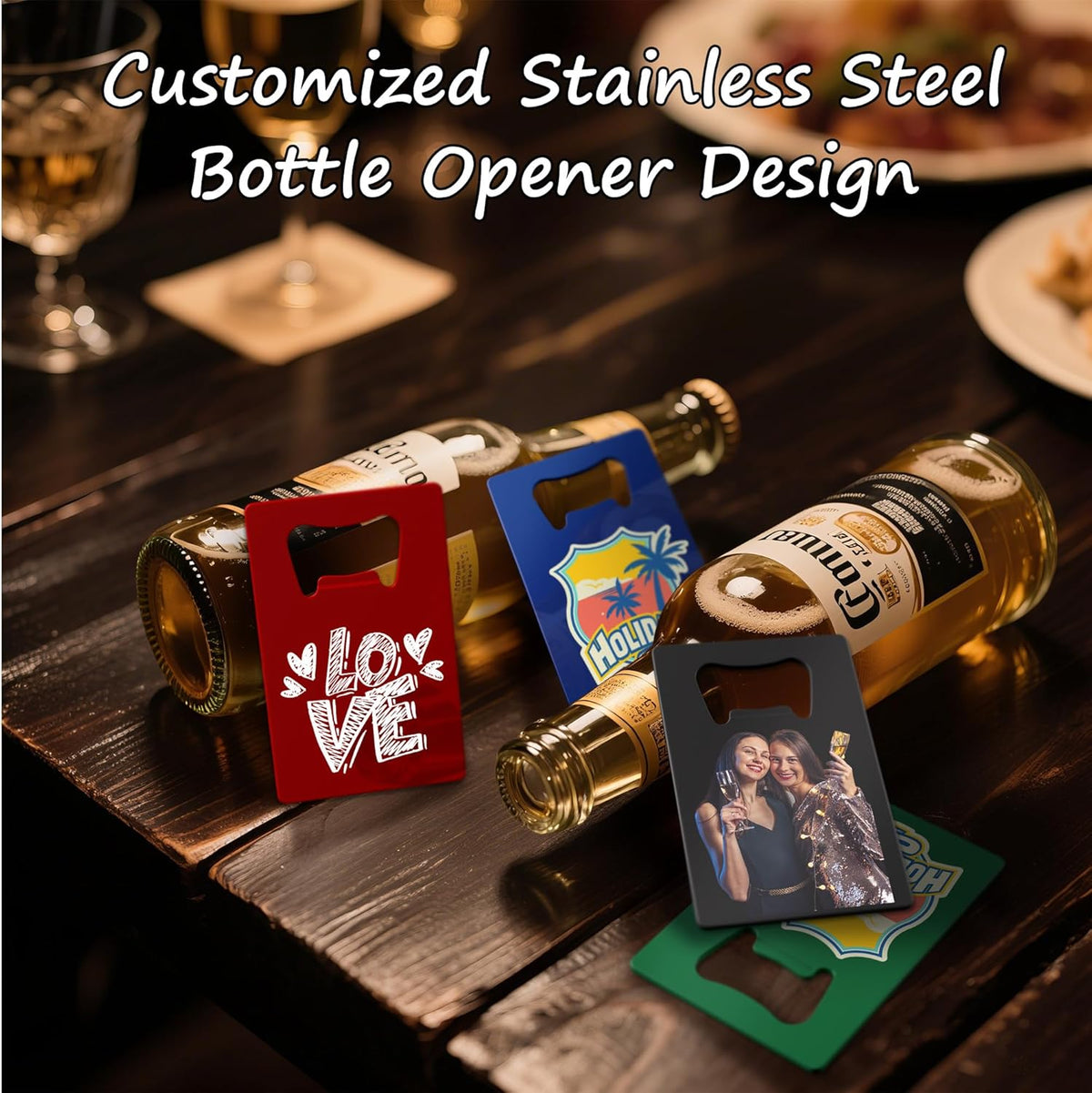 Personalized Credit Card Bottle Opener, Custom Stainless Steel Beer Bottle Opener, Upload Your