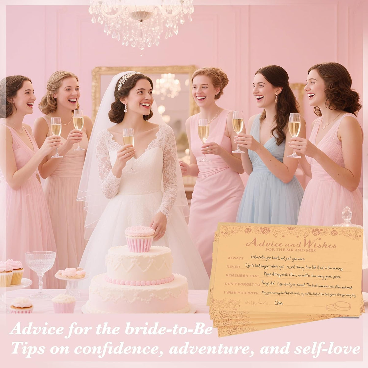 Advice And Wishes For The Mr And Mrs, Wedding Advice Cards For Bridal Shower Decorations, Bridal
