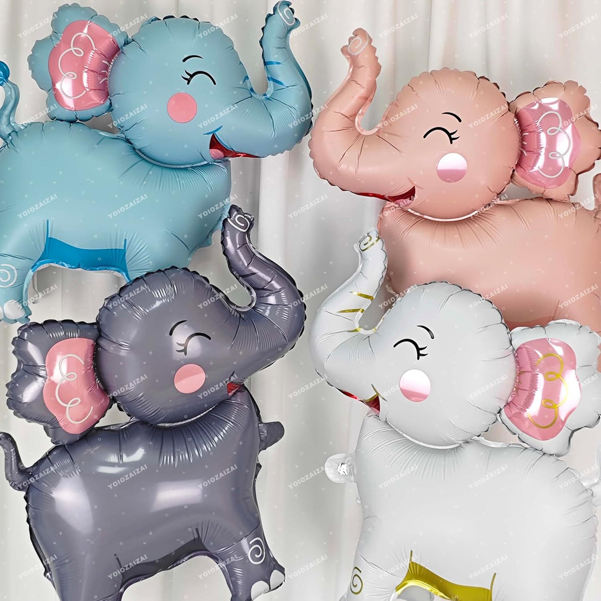 2PCS Matte self-standing elephant animal balloon 3D Jungle Large Elephant Foil Balloons For Kids