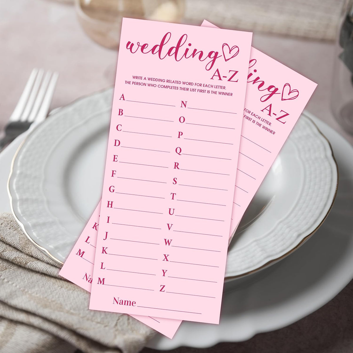 4x9 Inch Wedding Party Games, Bridal Shower Cards, 25 Pink Bridal Shower Games for Wedding