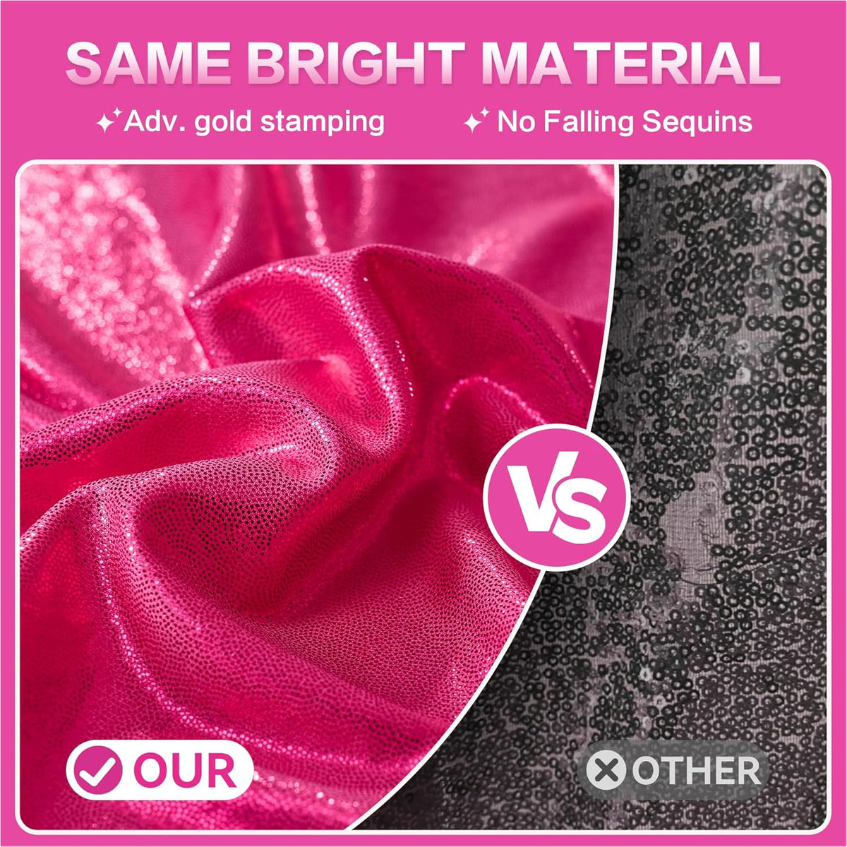 gogoparti 20x10FT Hot Pink Sequin Backdrop Curtain - 4 Panels of 5x10FT Wrinkle-Free Glitter Drapes