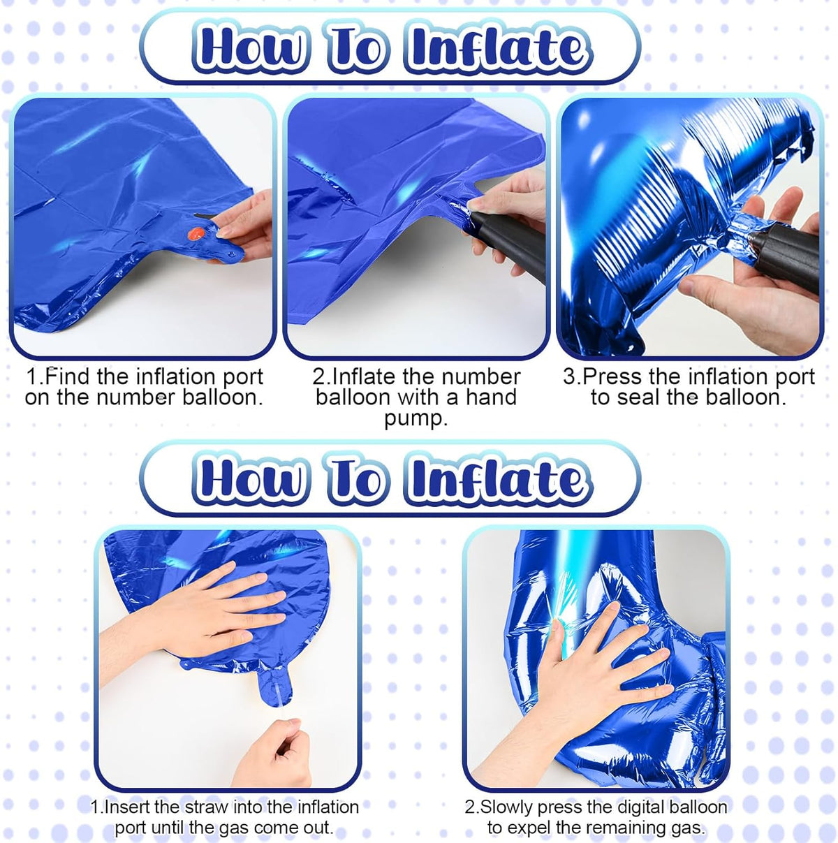 Navy Blue Balloon Number 5, 40 Inch Large Self Inflating Foil Mylar Number Balloons 0-9 for Boys