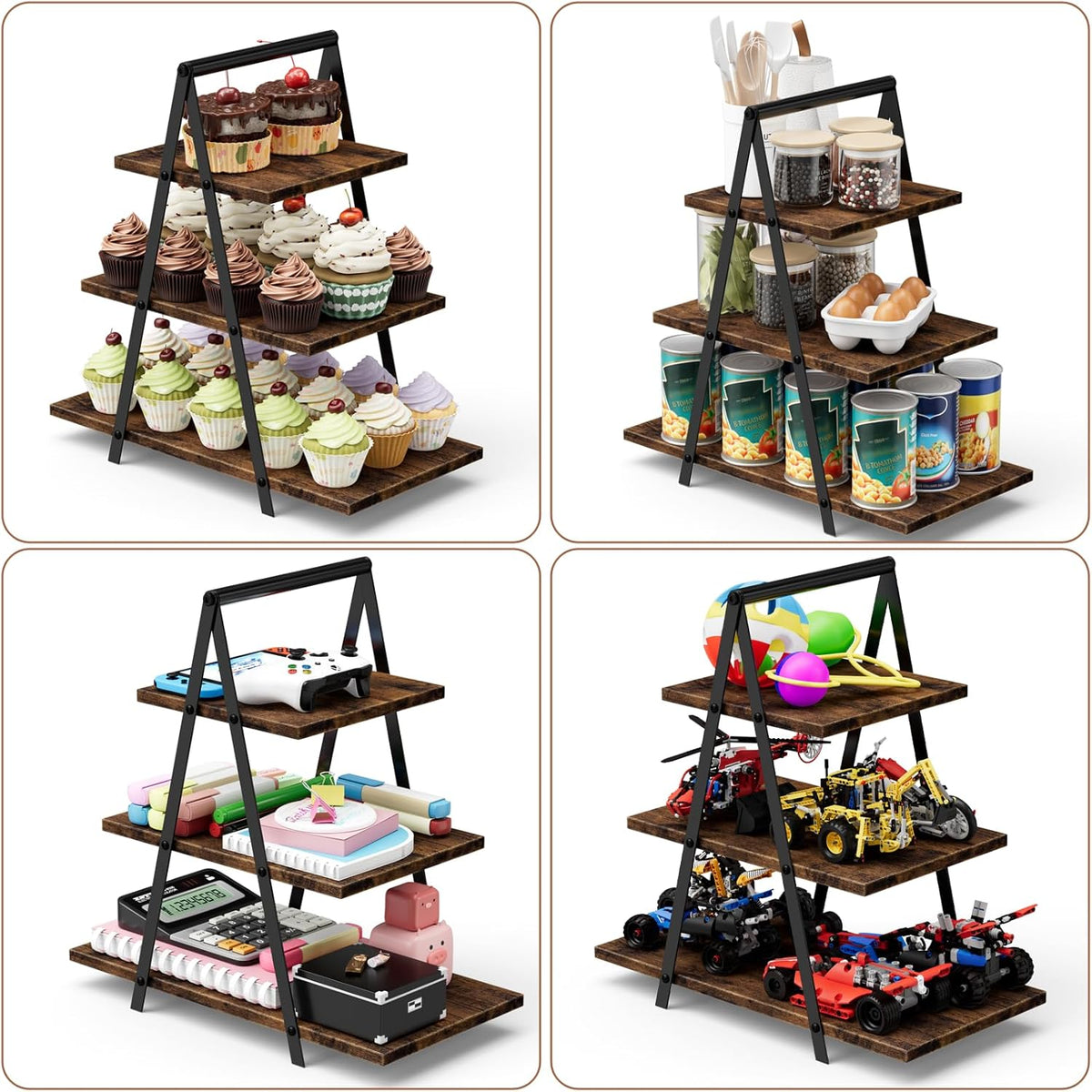 2 Pack Cupcake Stand 3 Tier Dessert Stand for 56 Cupcakes Dessert Table Display Set Wooden Cupcake