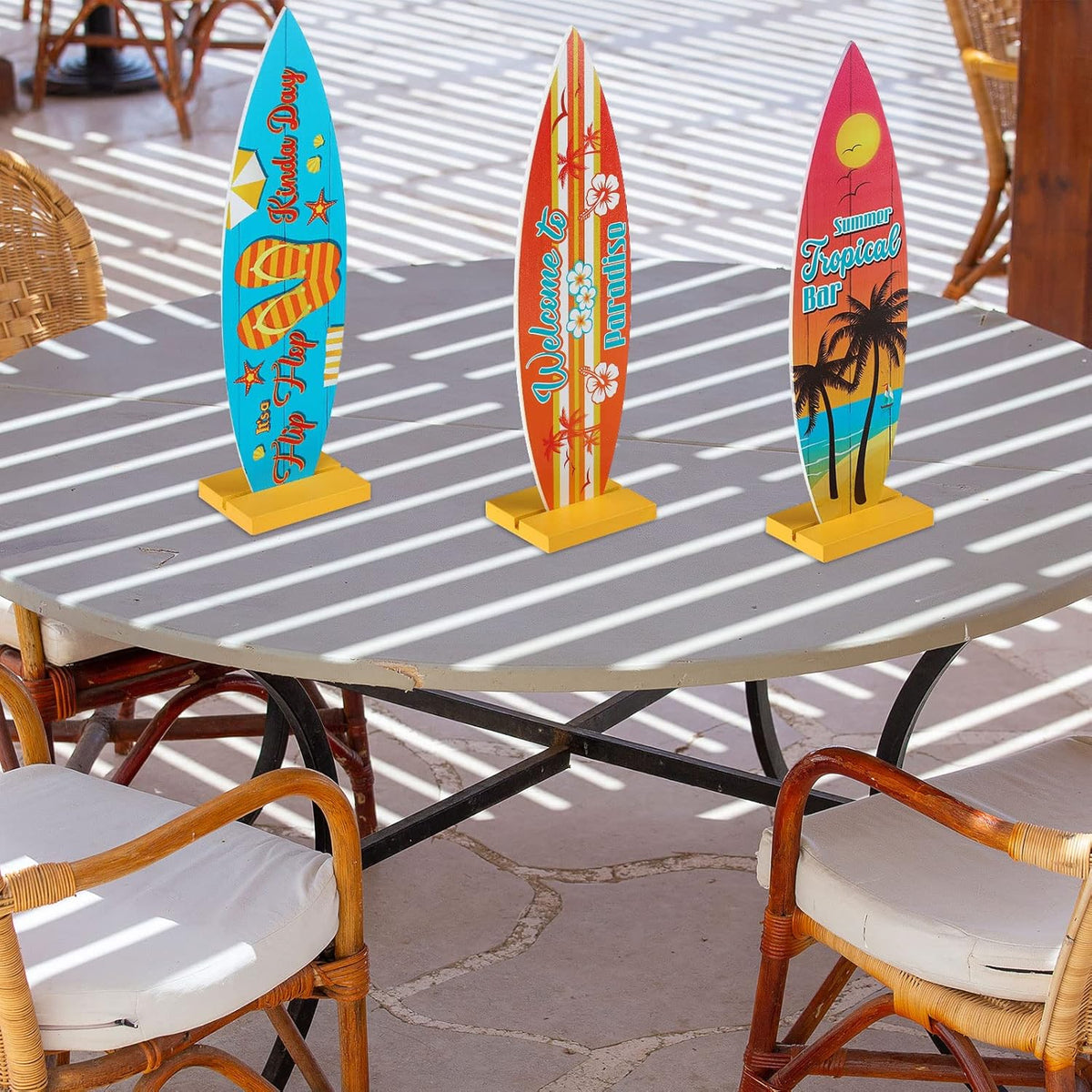 Blulu 4 Pcs Surfboard Decorations for Party Surfboard Beach Signs Welcome to Paradise Sign Tropical