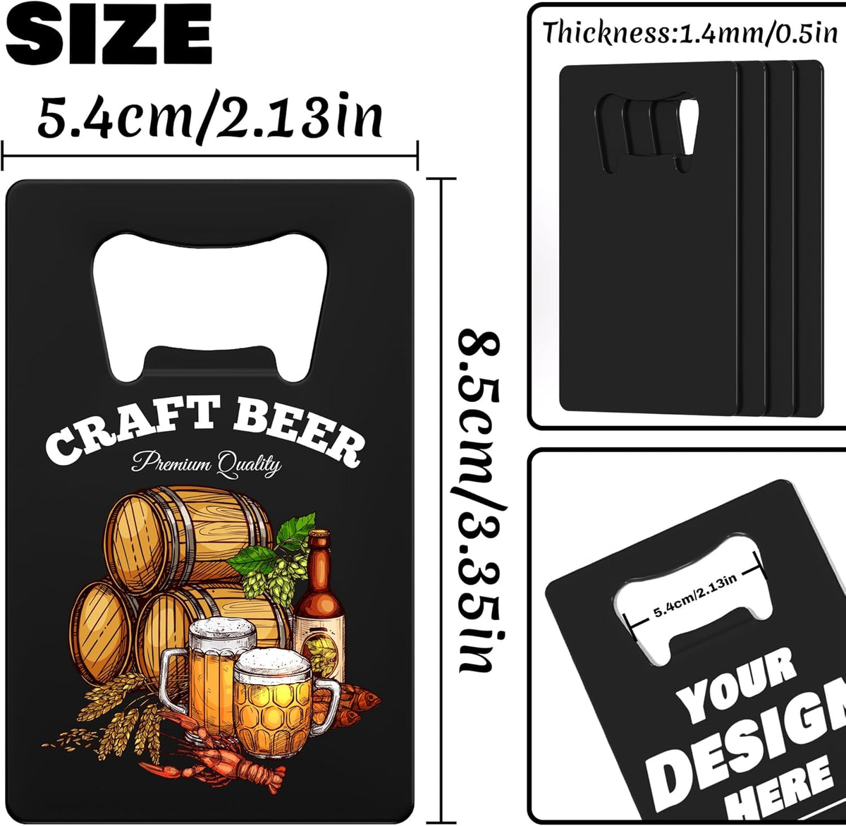 4-100 Pcs Custom Bottle Opener, Personalized Stainless Steel Credit Card Bottle Opener, Full Color