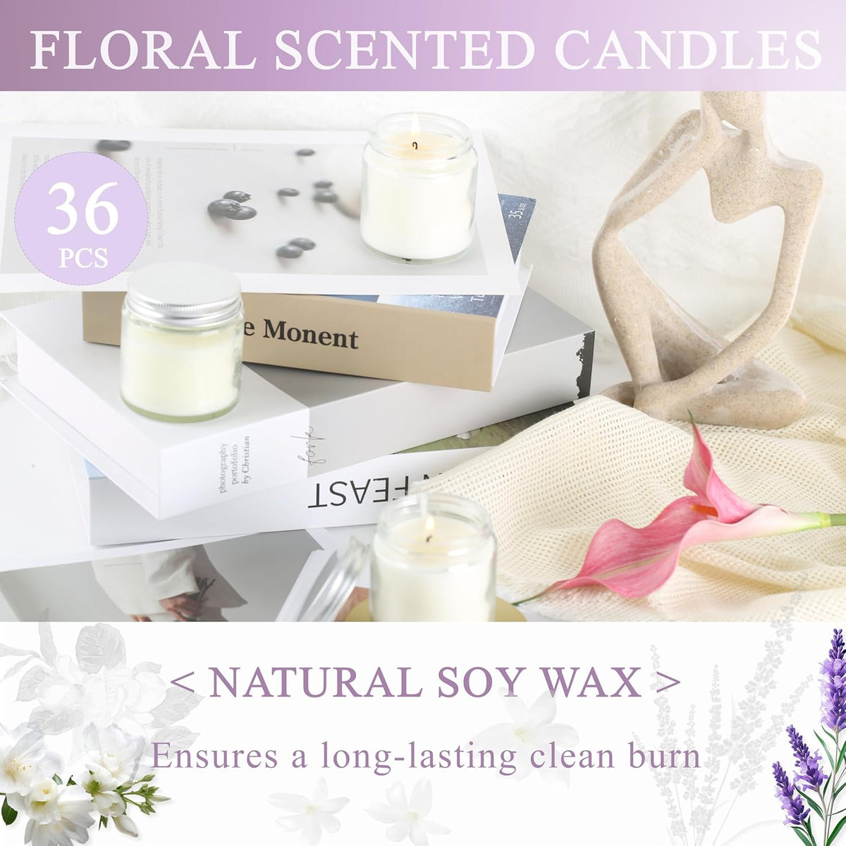 ACITHGL 36 Pcs 4oz Mini Mason Jar Candles Small Scented Candles Bulk Aromatherapy Ideal Souvenir