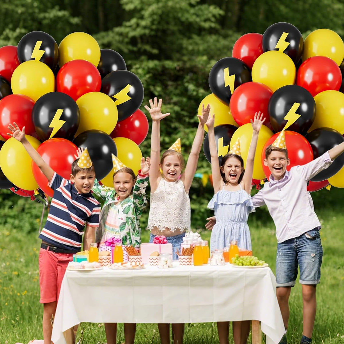 Red Yellow and Black Balloons, 12 Inch Lightning Print Balloons, Yellow Red Black Lightning Printed