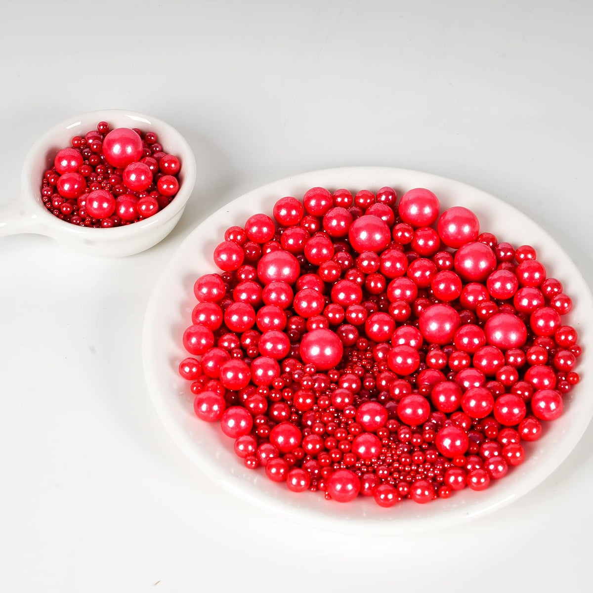 Kasvan Red Pearl Sugar Sprinkles - Edible Candy Pearls 130g/4.58 Oz, Mix Size, Baking Cake