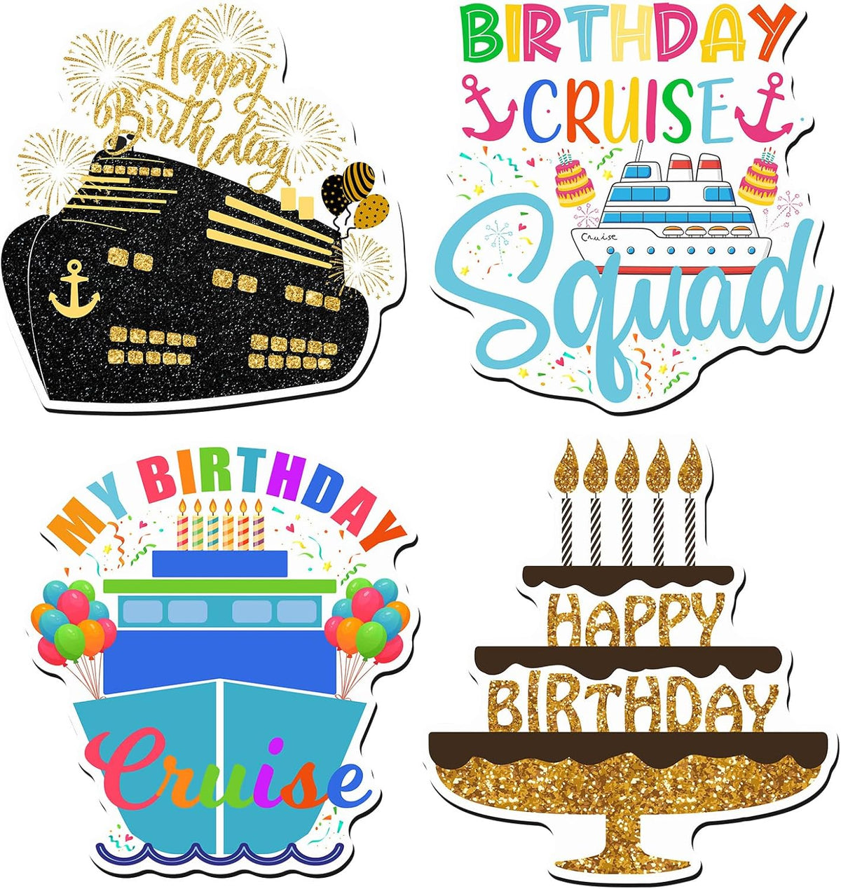 Hoteam 4 Pcs Birthday Cruise Door Decorations Magnetic Large Happy Birthday Cruise Ship Door