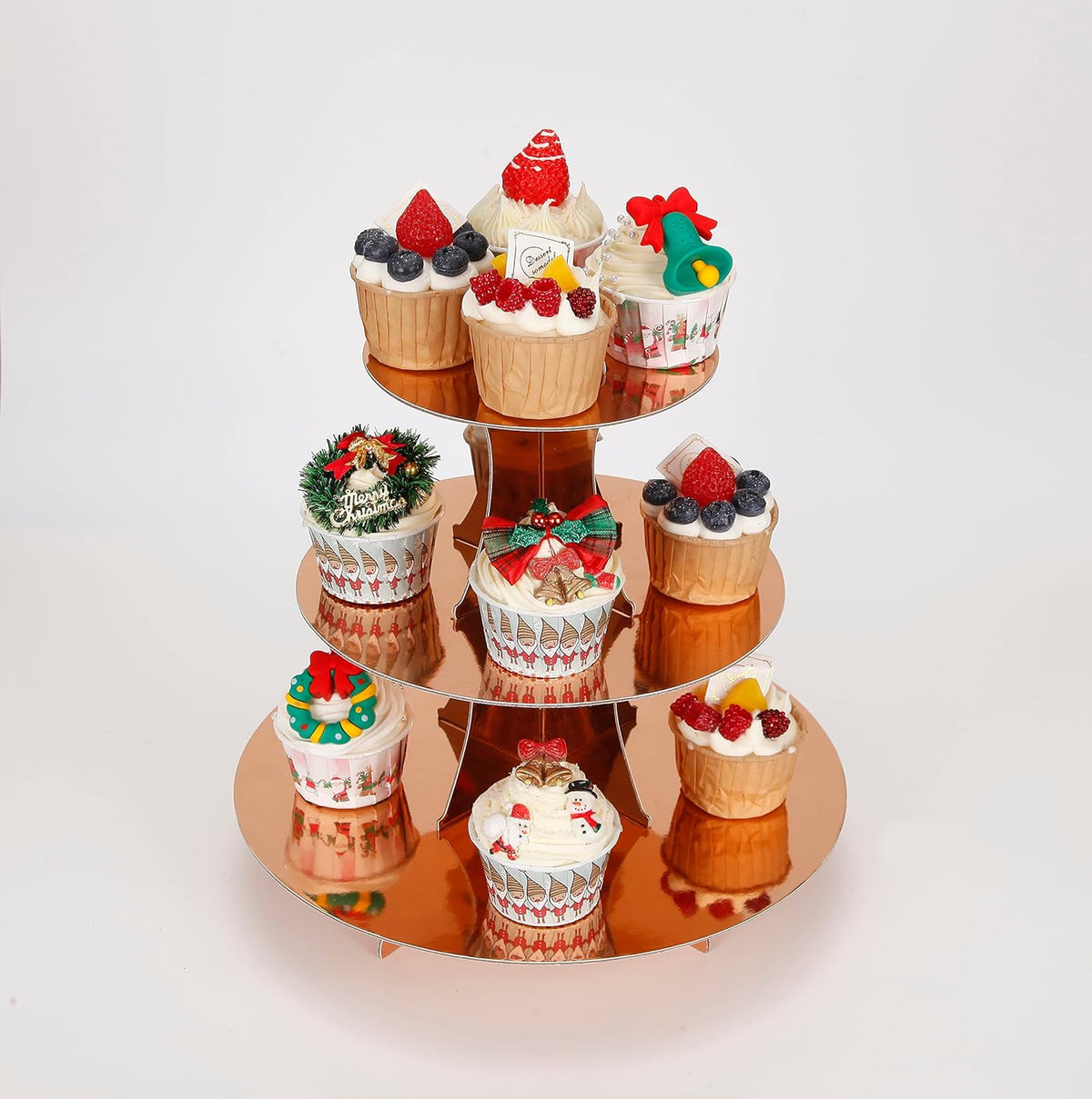 3-Tier Cupcake Stand, Rose Gold Cardboard Cake Stand holder, Tiered DIY Cupcake Stand Tower for