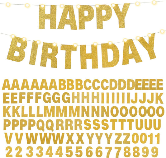 TaoBary 112 Pcs DIY Letter Custom Banner Glitter Customizable Banner Kit Including 107 Letters and