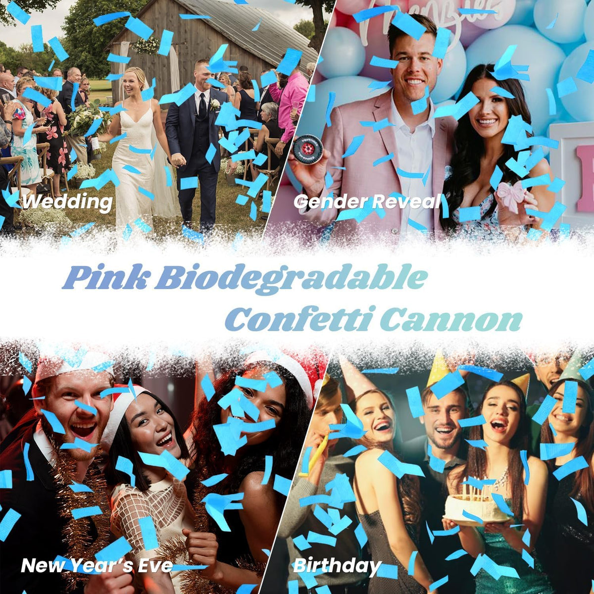 Confetti Cannon Blue Biodegradable Confetti Poppers 12Pack Party Poppers Confetti Shooters Blue