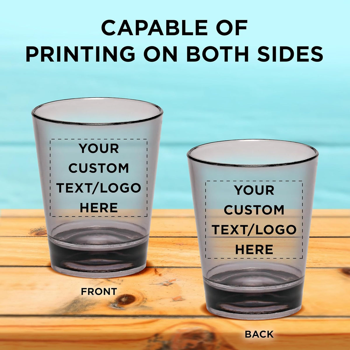 Custom Translucent Plastic Shot Glasses 1.5 oz. Set of 100, Personalized Bulk Pack - Acrylic, Great