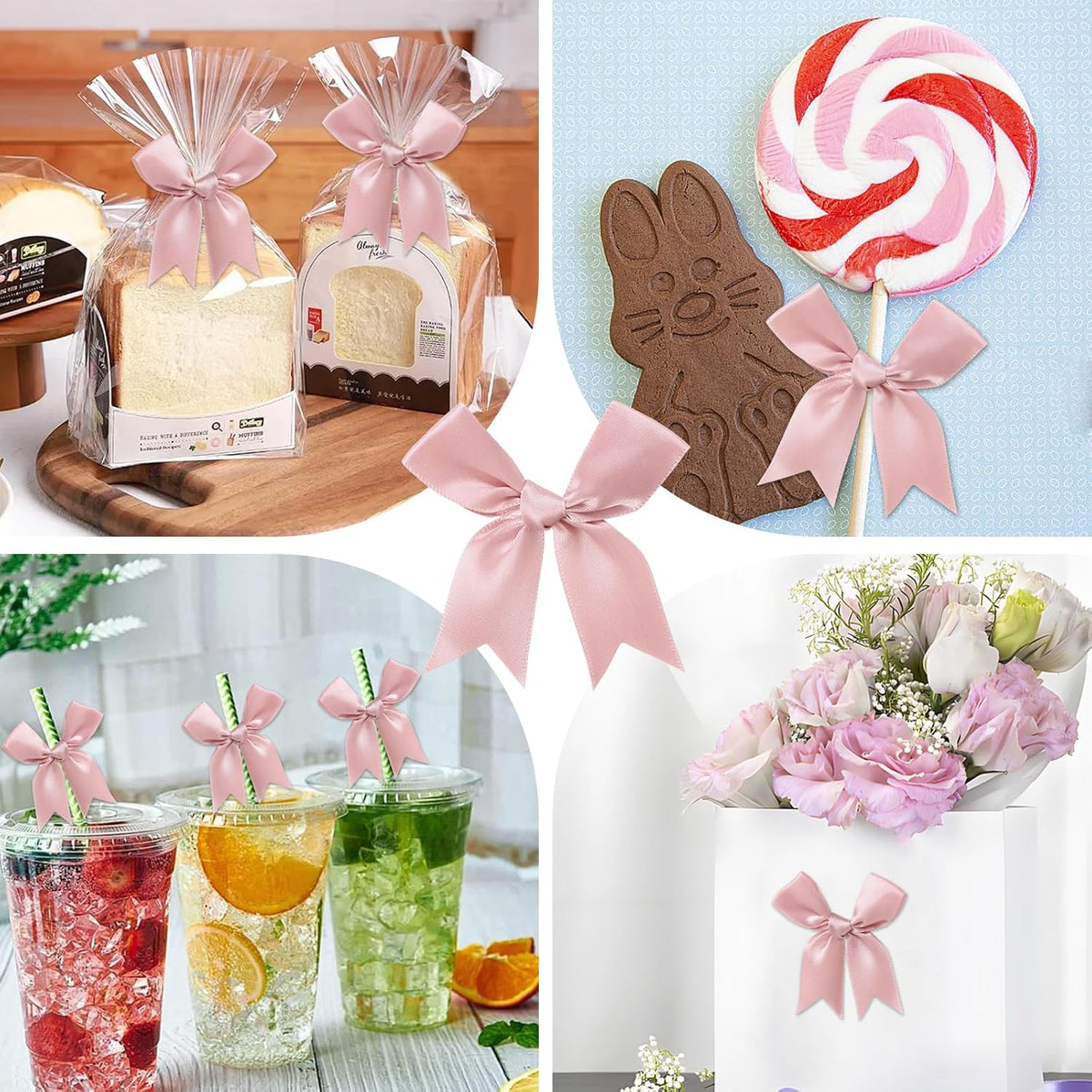 Feluwi Rose gold Gift Wrap Bows (50 Pcs) - 3.3 Inch Elegant Plastic-Free Bows for Christmas Gifts